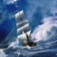 Barca nel mare in tempesta